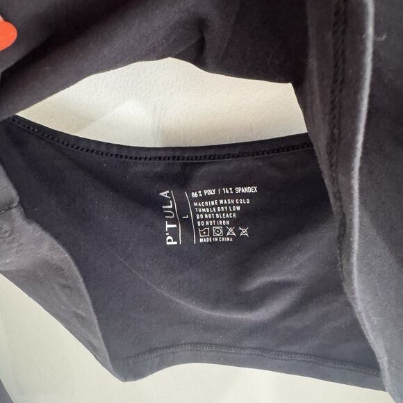 P’tula Open Back Cropped Long Sleeve Black Top Large T.S - Picture 2 of 3